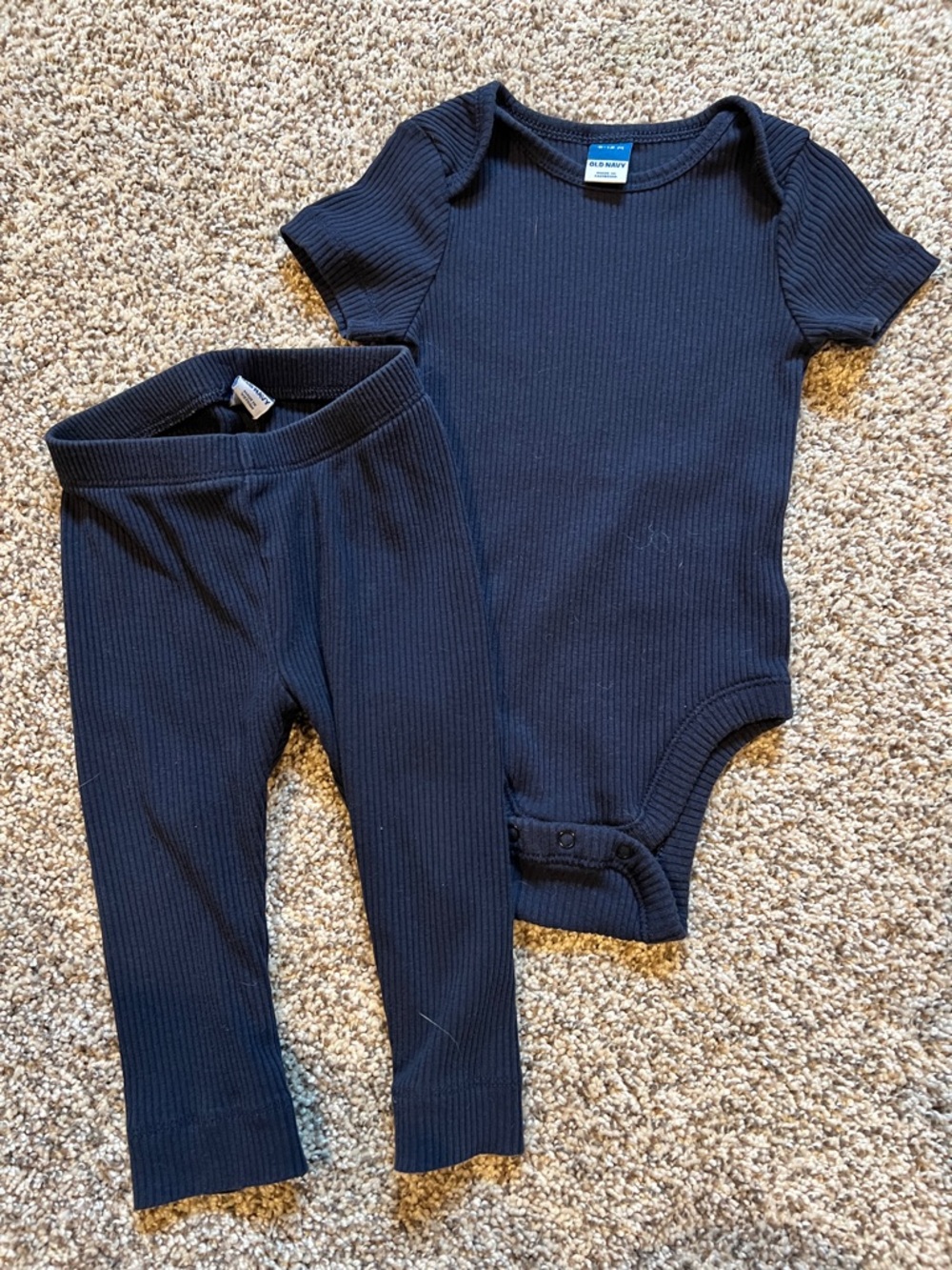 Old Navy Navy Ribbed Short-Sleeve One-Piece with Matching Leggings